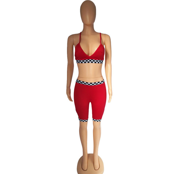 Positioned Check Print Elastic Band Hip Pack Casual Suit