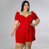 Ladies Casual Fashion Sexy Solid Color Belt Large Size Jumpsuit