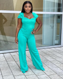 Casual Solid Color Wide Leg Jumpsuit