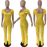 Casual Solid Color Wide Leg Jumpsuit