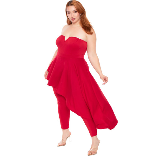 Large size women's tube top pants two-piece set 3 colors