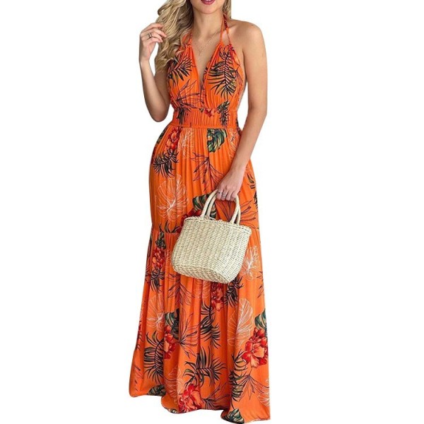 women's sexy skirt print suspender strapless dress