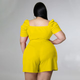 Ladies Casual Fashion Sexy Solid Color Belt Large Size Jumpsuit