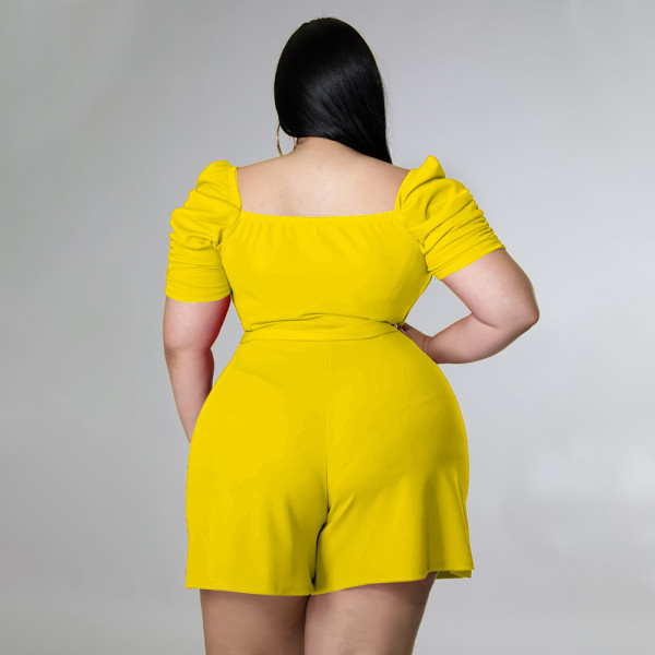 Ladies Casual Fashion Sexy Solid Color Belt Large Size Jumpsuit