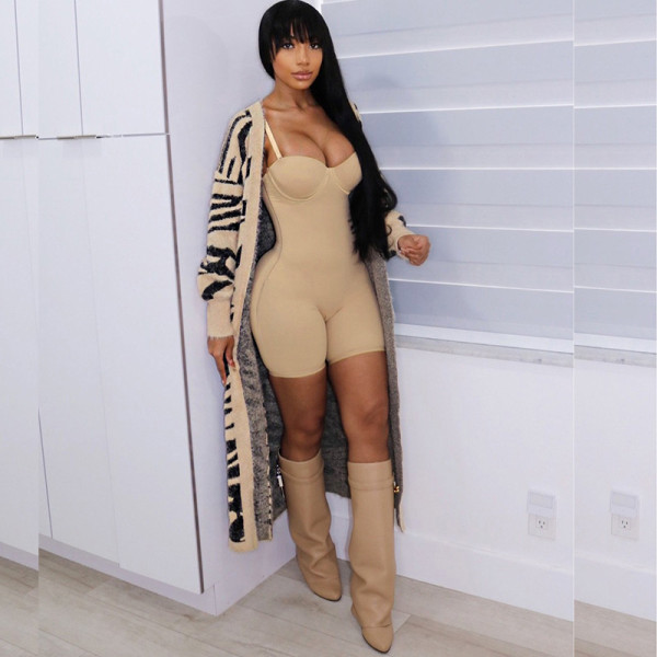 Women's sexy halter strap slim fit one-piece suit with chest cotton