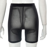 Sexy Perspective Mesh High Waist Hip Raise Thin Sports Casual Pants