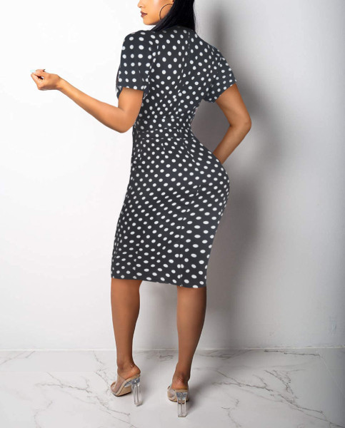 Summer short sleeve round neck sexy floral women's dress