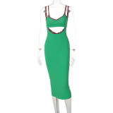Slit cutout halter dress
