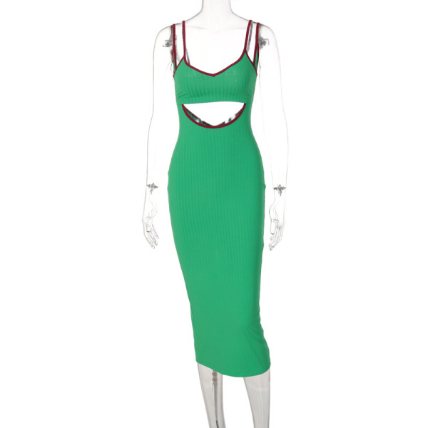 Slit cutout halter dress