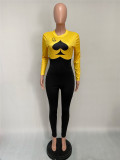Women's Long Sleeve Poker Print Jumpsuit Women's