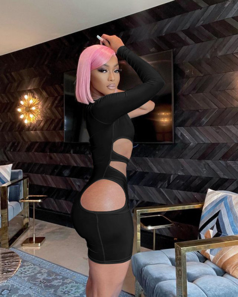 Women's nightclub solid color personality single-sleeve slanted shoulder slim sexy package hip dress women