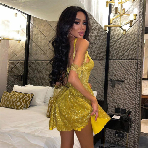 Women's Fashion Sling Sexy Low Cut Backless Slim Dress Women