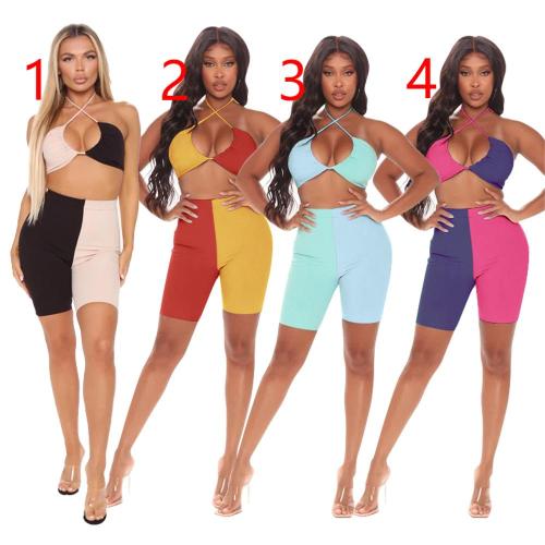 Beach Suit Sleeveless Sexy Suspender Colorblock Women's Clothing
