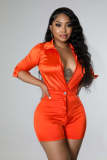 Fashion OL solid color bright short-sleeved women's suit