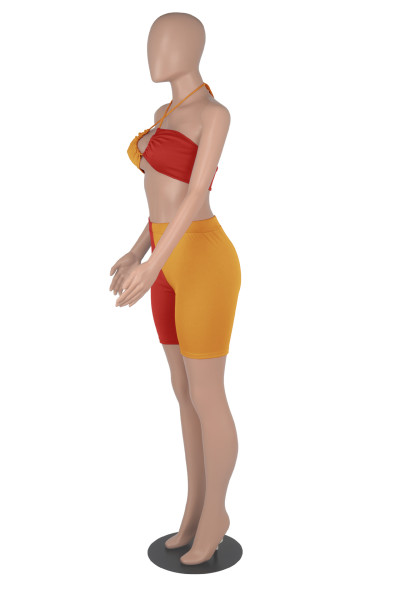 Beach Suit Sleeveless Sexy Suspender Colorblock Women's Clothing