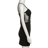 Women's fashion suspenders sexy low-cut one-shoulder slim bag hip dress women