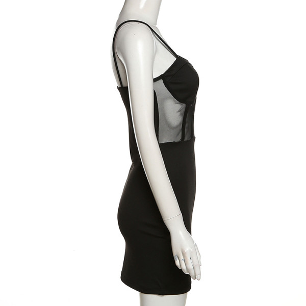Women's fashion suspenders sexy low-cut one-shoulder slim bag hip dress women