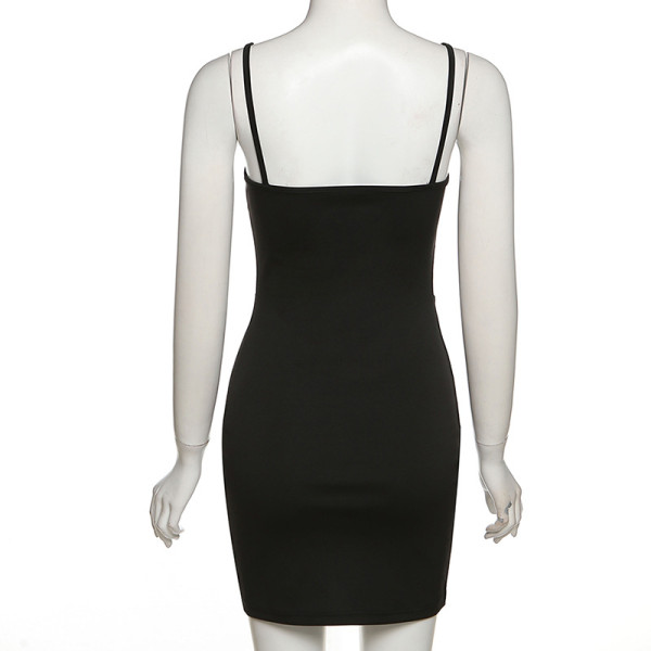Women's fashion suspenders sexy low-cut one-shoulder slim bag hip dress women