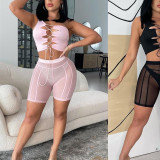 Sexy Perspective Mesh High Waist Hip Raise Thin Sports Casual Pants
