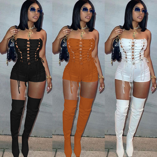 Fashion Casual Sexy Cutout Sleeveless Solid Color Jumpsuit