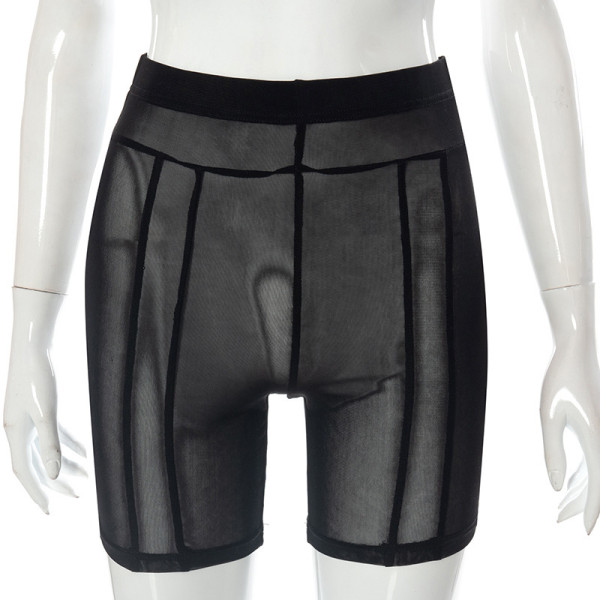 Sexy Perspective Mesh High Waist Hip Raise Thin Sports Casual Pants