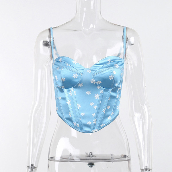 Printed fishbone sling tunic sexy backless hot girl outer vest