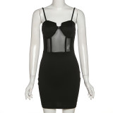 Women's fashion suspenders sexy low-cut one-shoulder slim bag hip dress women