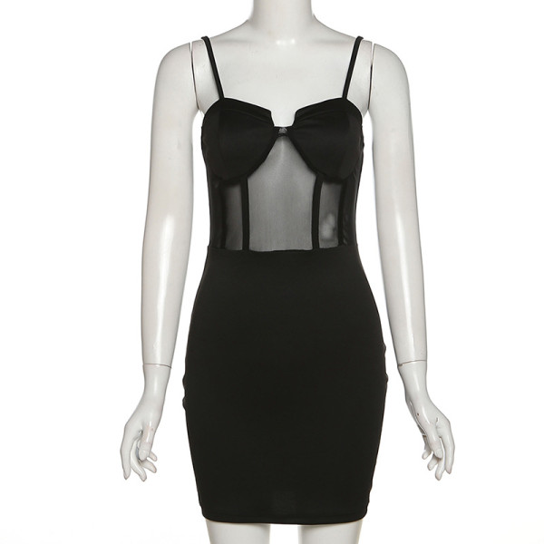 Women's fashion suspenders sexy low-cut one-shoulder slim bag hip dress women