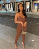 Ribbed Sling Open Back Jumpsuit