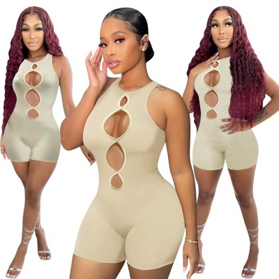 Milk silk round hole jumpsuit