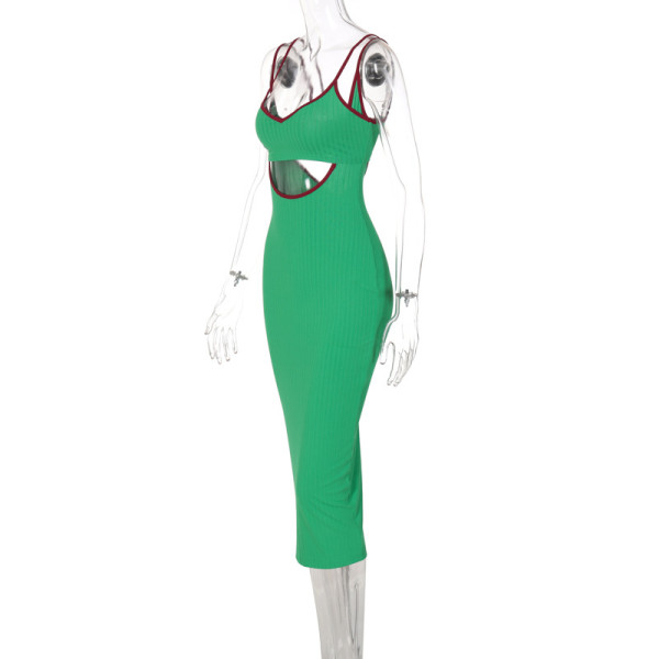 Slit cutout halter dress
