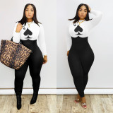 Women's Long Sleeve Poker Print Jumpsuit Women's