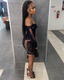 Women's Sexy Hollow Lingerie Sexy Halter Mesh Backless Swimwear Nightclub Dress
