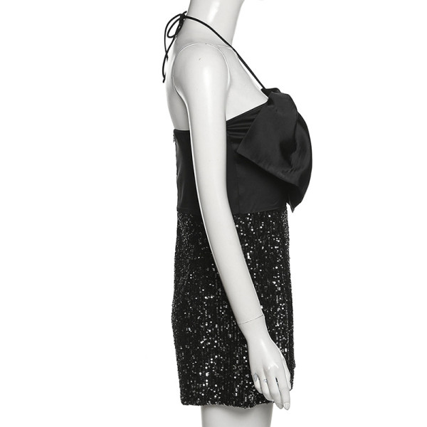 Women's fashion halter neck sexy one-shoulder open-back slim jumpsuit women