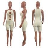 Milk silk round hole jumpsuit