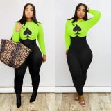 Women's Long Sleeve Poker Print Jumpsuit Women's