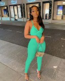 Ribbed Sling Open Back Jumpsuit