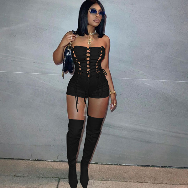 Fashion Casual Sexy Cutout Sleeveless Solid Color Jumpsuit