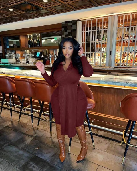 Women's Sexy V-Neck Slit Big Pit Bar Large Size Two-piece Set
