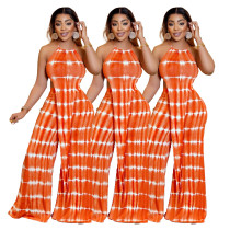 Summer tie-dye print lace-up two-piece set Summer tie-dye print lace-up two-piece set
