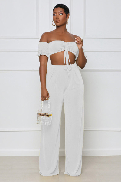 Solid color sexy wrap chest two-piece set