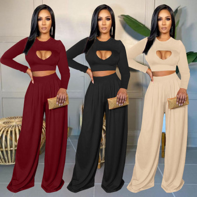 Solid color casual two-piece suit