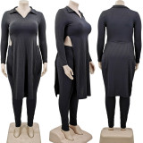 Women's Sexy V-Neck Slit Big Pit Bar Large Size Two-piece Set