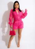 Ladies Summer Lantern Sleeve Lace Jacket + Shorts