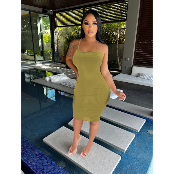 Sexy suspender dress new slim fit hip skirt