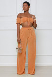 Solid color sexy wrap chest two-piece set