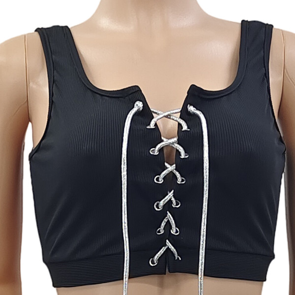 Eyelet Tie Rope Solid Color Two-piece Fashion Casual Women's Clothing