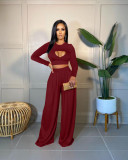 Solid color casual two-piece suit