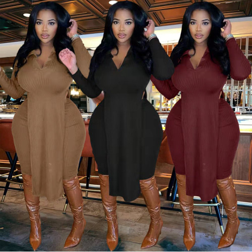 Women's Sexy V-Neck Slit Big Pit Bar Large Size Two-piece Set