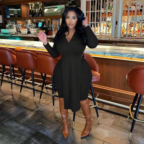 Women's Sexy V-Neck Slit Big Pit Bar Large Size Two-piece Set